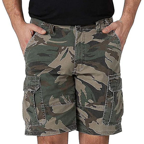Herre Shorts Sommer Casual Multi Lommer Lige Ben Korte Bukser Camouflage B 2XL