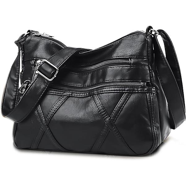 Dam Multi Pocket Casual Crossbody Bag Handväskor och Axelväskor Messenger Bag för Daglig Vattentät (Medium)