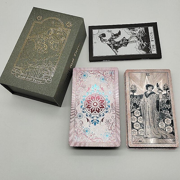 Nye Plast Rider Varmstempling Gullfolie Tarot Utsøkt Brettspill Spådomskort For Samling Retro1