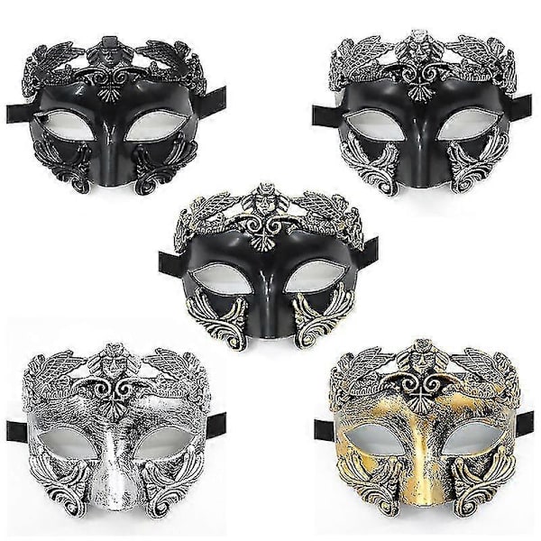 Maskeradmask för Män - Grekisk Romersk Venetiansk Mask Mardi Gras Mask Silver