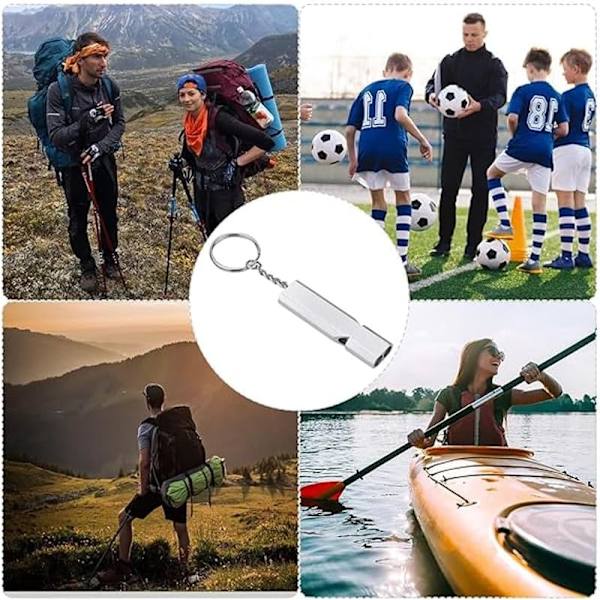 2 st nödvisselpipa, silver dubbelrör högt visselpipa med för vandring, camping, båtliv och utomhusaktiviteter