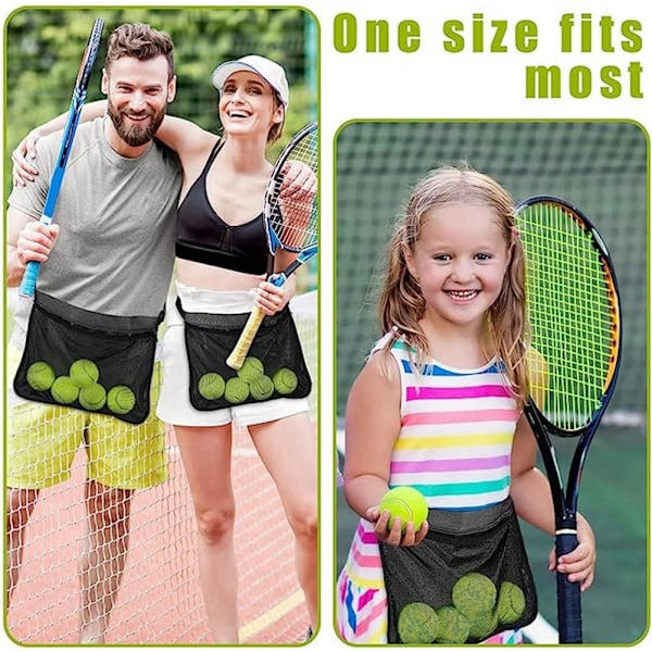 2-pak tennisboldholder, lommer til tennisbolde, tapeholder, justerbar tennisboldnetlomme