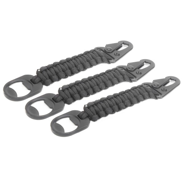 3-pakks multifunksjonell flaskeåpner Paracord Karabinkrok Lanyard Antiskli Utendørs Anheng