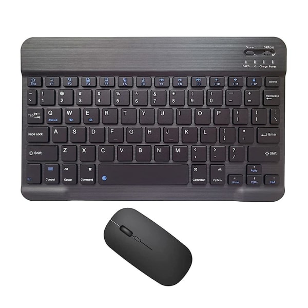 Uppladdningsbart Bluetooth tangentbord och -muskombination Ultratunn bärbar kompakt trådlös mus set för Android Windows Tablettelefon Ipad Ios black