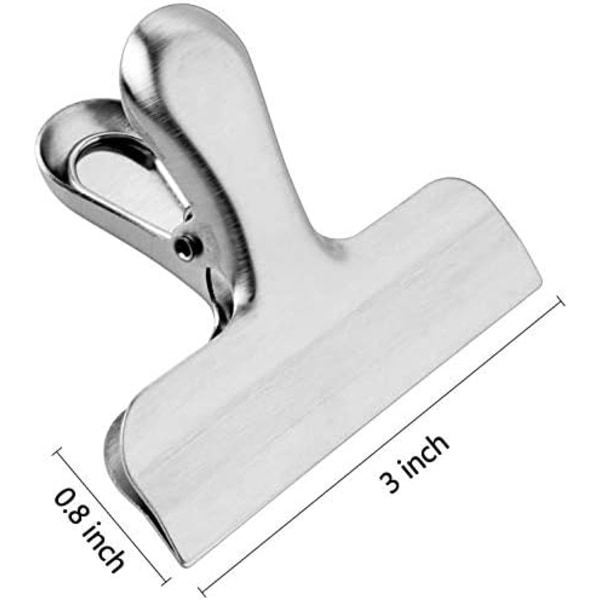 HOT BARGAINS 8 X Matklemme i metall, klemme for matposer i rustfritt stål, størrelse 3 tommer for lufttett forsegling