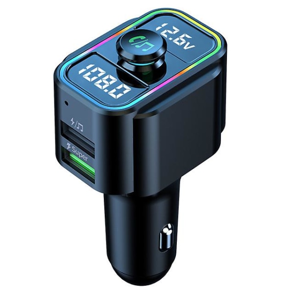 22,5w Super Rask Lading Fm-sender Bluetooth Billyd Håndfri Mp3-spiller Dual Usb Billader Bluetooth Adapter