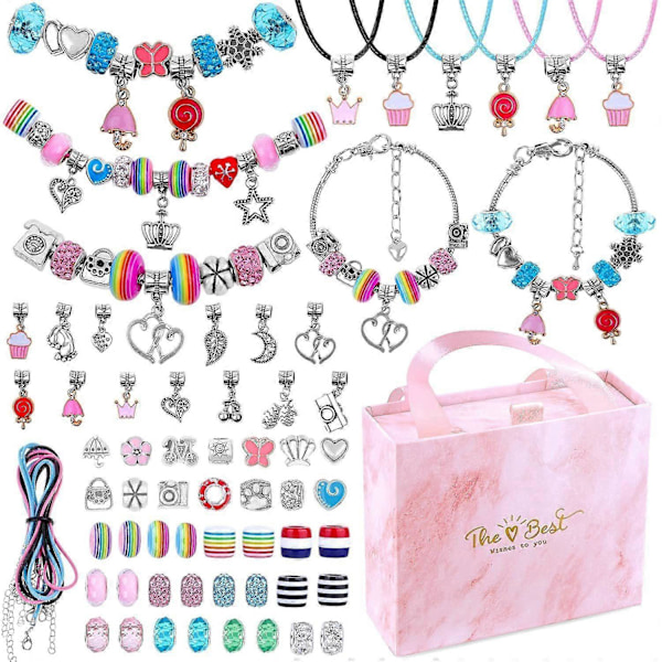 Present till flickor 5-13 år gammal barnleksak smycken barn flicka DIY berlocker armband kit smyckestillverkning flickleksak flickpresentidé 5 6 7 8 9 10 11 12 13 år