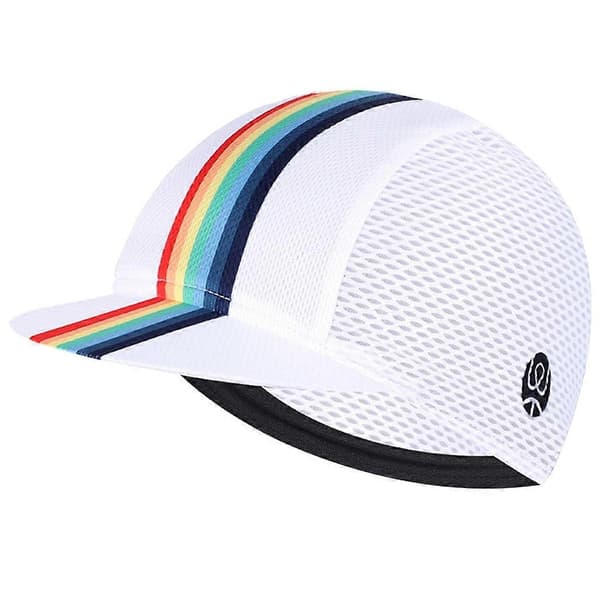 Cykkelkeps Andningsbar Hjälmfoder Solskyddskeps Cykelutrustning white-Rainbow  stripe
