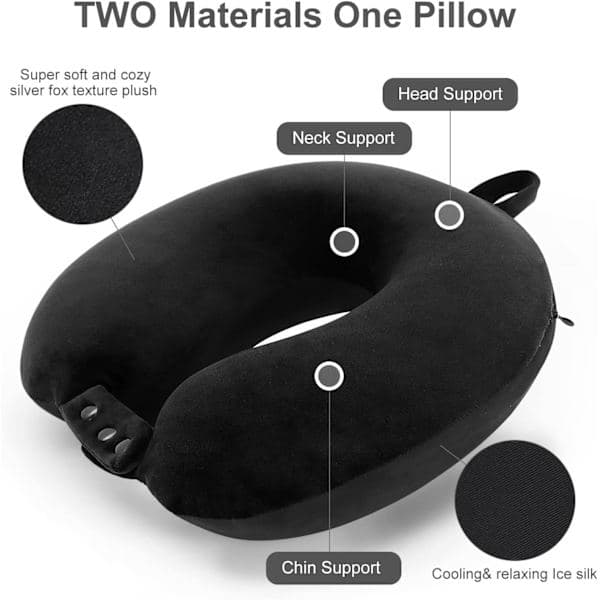 (Sort) Rejsepude til nakken, bedste memory foam flypude til