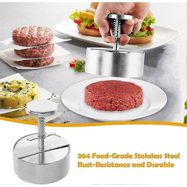 Köttpajpress, Rostfritt Stål Hamburgertillverkare Hamburgerform Perfekt För Grillkök 101mm