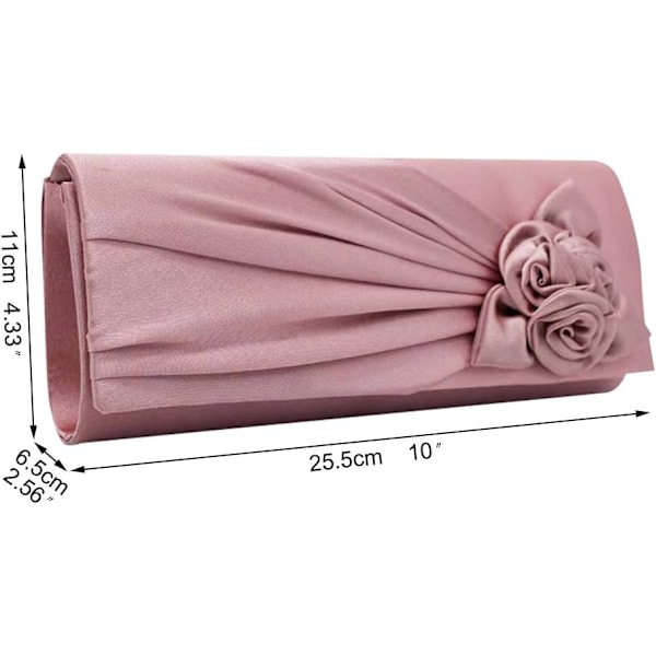 Dam satin kuvertväska med ros, festlig bröllopsfest, balväska, handväska för kvinnor Ivory