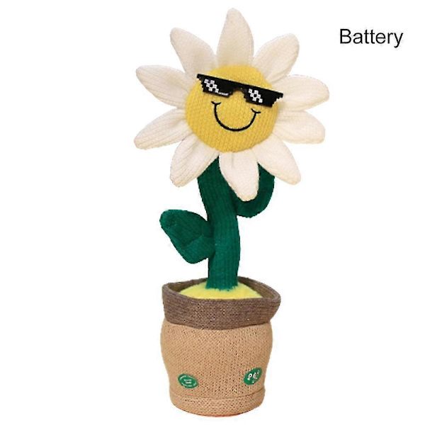 Sähköinen tanssiva auringonkukka-pehmolelu laulava kiertävä pupu-pehmolelu White Sunflower Battery