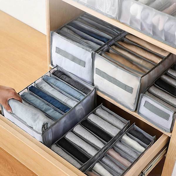 Garderobe Organiser System til Jeans, Bukser, Skjorter, Opbevaringskasser, Skuffeboks i Garderobe, Skuffe