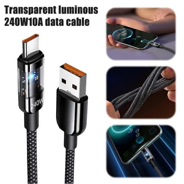 240W USB Typ C-kabel snabbladdningskabel för bärbar dator 25cm