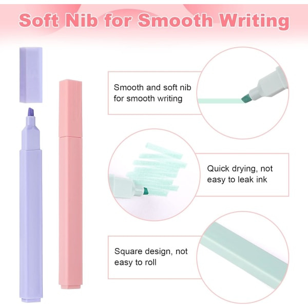 Pastel Highlighter Penne, 12 Morandi Farve Highlighter Penne, Bløde Mejselspids Bibel Highlighter Penne, Notesbøger, Skolekontorartikler.