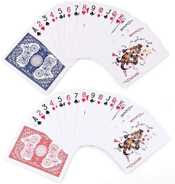 Pokerstørrelse Standard Indeks, 2 Spil - 1 Blå & 1 Rød til Blackjack