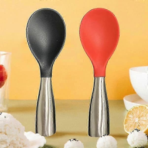 Ergonomisk varmebestandig ske til ris med non-stick rustfrit stålhåndtag til køkkenbrug Light grey