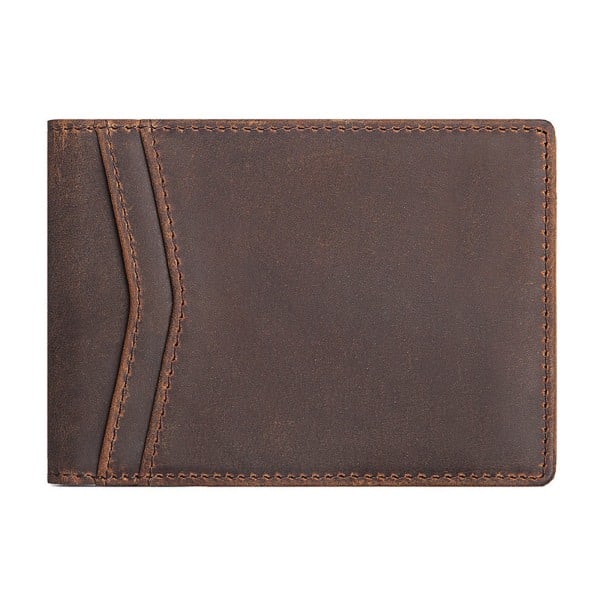 Vintage PU-nahkainen miesten lompakko klipsillä, taittuva kolikkotasku, liike-elämän ID- ja luottokorttipidike Brown