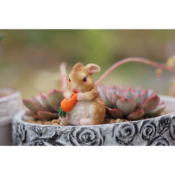 Påskeharer Kanin Figurer Fe Havedyr Tilbehør Kaniner Harpiks Påskepynt Til Hjem Have Bonsai Dekoration Mini Kanin Statue Figurer