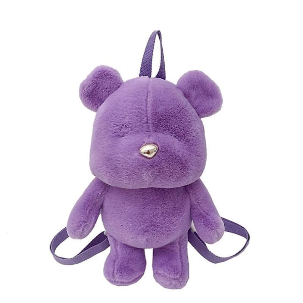 Sød Plys Bamse Rygsæk Til Børn Og Studerende - Personlig Mode Rygsæk Dukke Taske Purple