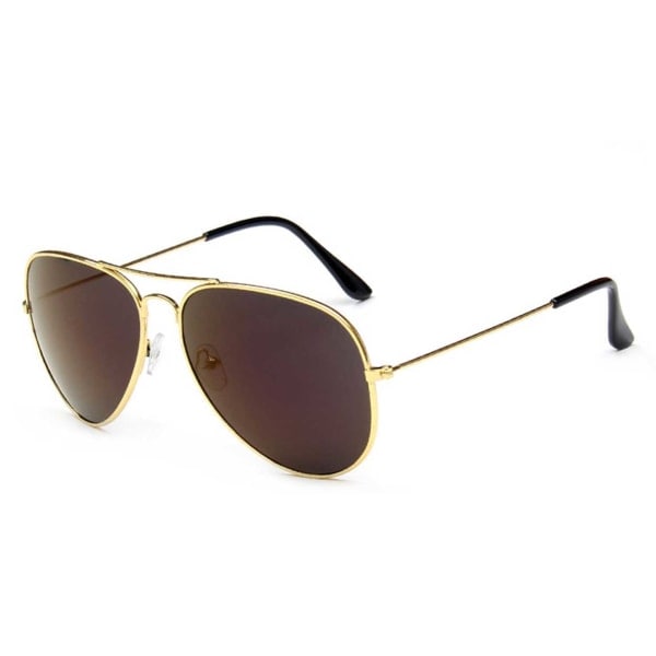 Pilot Aviator Solglasögon Guld Bruna Glas Guld