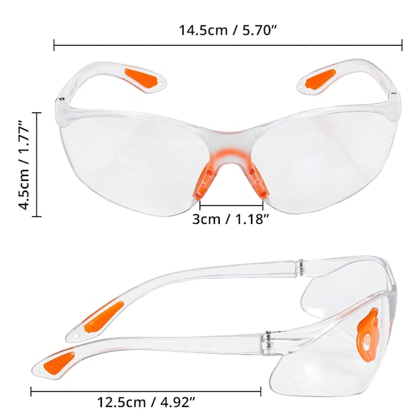 12-pack Skyddsglasögon med Omslutande Design, Klara Linser och Gummerade Näsa- och Öronbyglar för Säker Passform - Personlig Skyddsutrustning med Repskydd