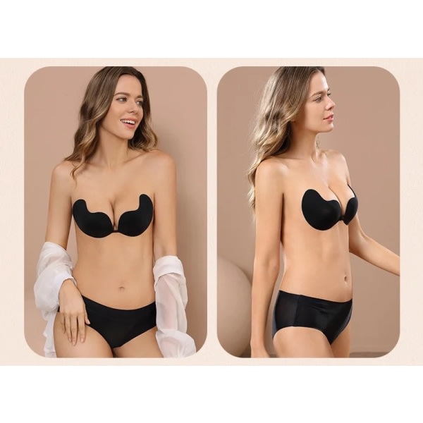 Usynlig Push Up BH for Kvinner Ryggløs Stroppeløs BH Sømløs Front Lukking Bralette Undertøy Selvklebende Silikon BH Putene 1stk Svart A 1pcs Black A