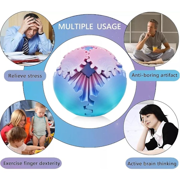 Innovativ 3D-tryckt Växelkula Rotationsleksak Intellektuell Leksak för Barn Rotationsväxelkulsmodell Dekorationer Hetaste Fidget-föremålet laseryellowblue 10cm