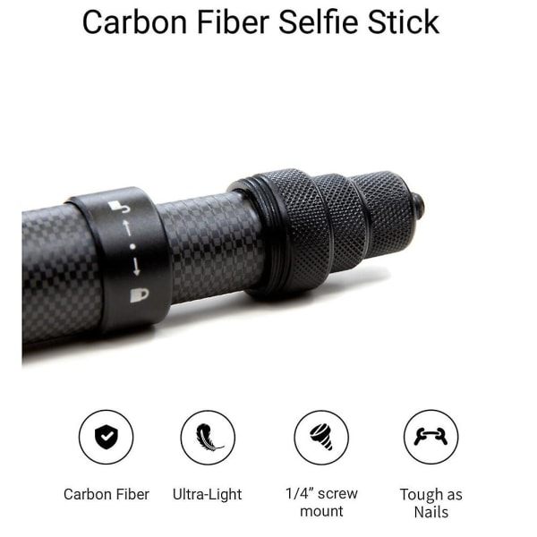 Ultra Lang Carbon Fiber Usynlig Selfie Stick Justerbar Forlængerstang til Insta360 ONE X2 / ONE R / ONE X selfie stick