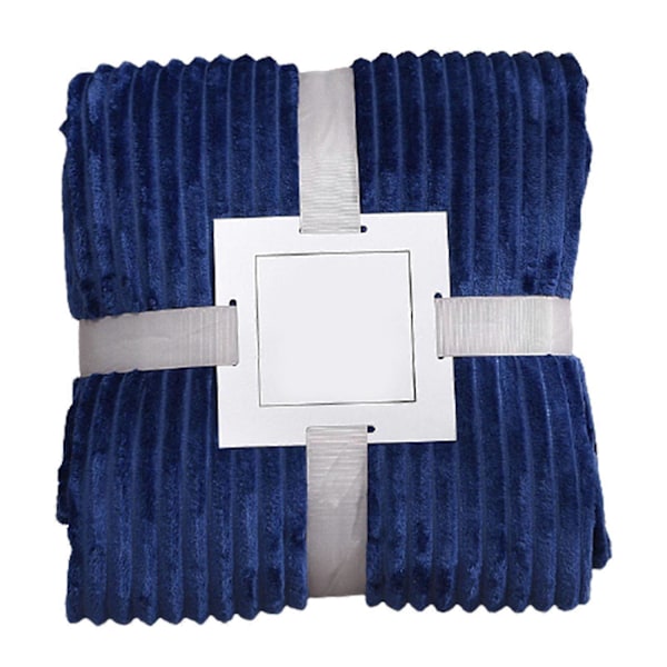 Stort Flanell Fleece Tæppe 100x150cm Polyester Blødt Behageligt Let Luksus Sengetæppe til Dark Blue