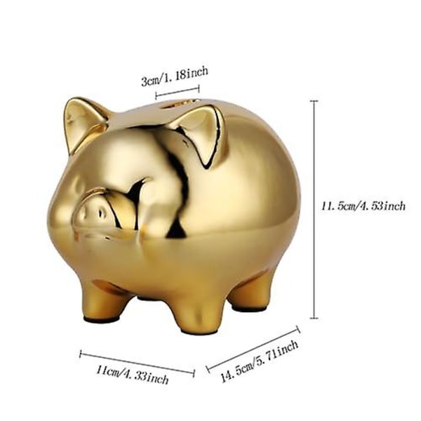 Keramisk Gull Pig Piggy Bank Søt Mynt Piggy Bank Boliginnredning Lykkegris dekorasjon for voksne Gutter Jenter