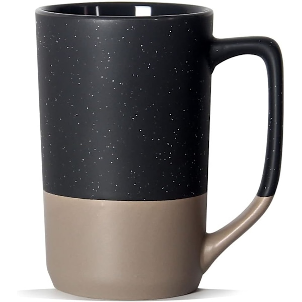 350 ml kaffekrus, to farvekombination stort keramisk tekrus med stort håndtag med hvide pletter, grå