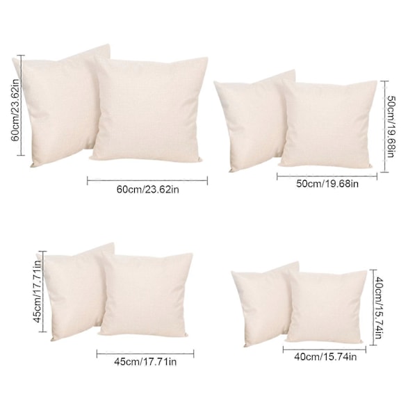 Putevar i lin-look for hjemmet, dekorative, til sofa, soverom, bil, med glidelås Apricot 60*60cm