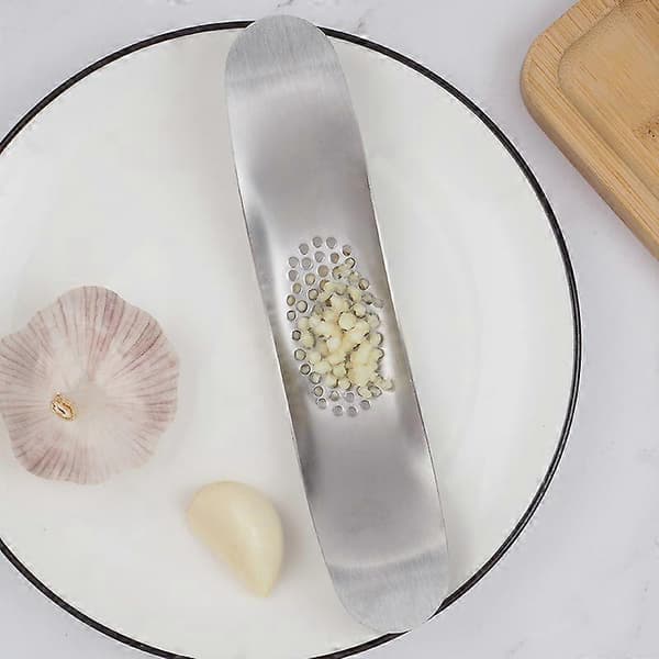 Hvidløgspresser, knuser, hakker, tåler opvaskemaskine, rustfrit stål