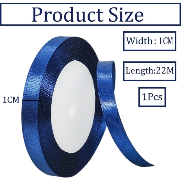Mörkblått band 10 mm för presentförpackning, 22 M dubbelsidigt band Marinblå polyesterband Ballongband Tyg Tjockt band för hantverk
