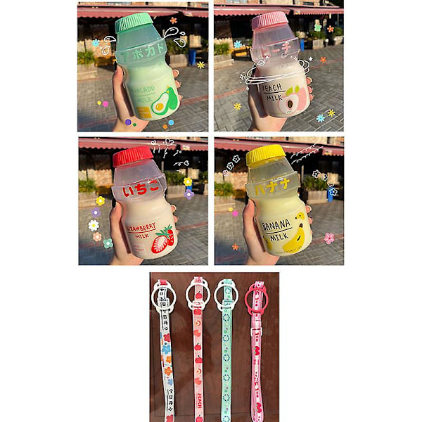480ml Muovinen Vesipullo Juomapullo Söpö Kawaii Maitosheikkeripullo peach