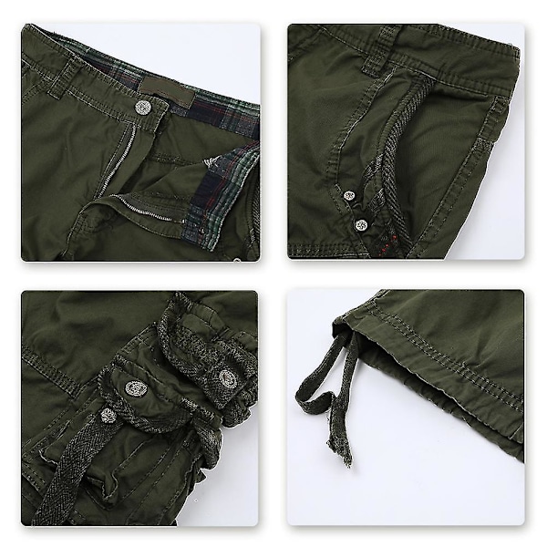 Mystdiy miesten ulkoiluun sopivat rennot cargo-shortsit Green 31