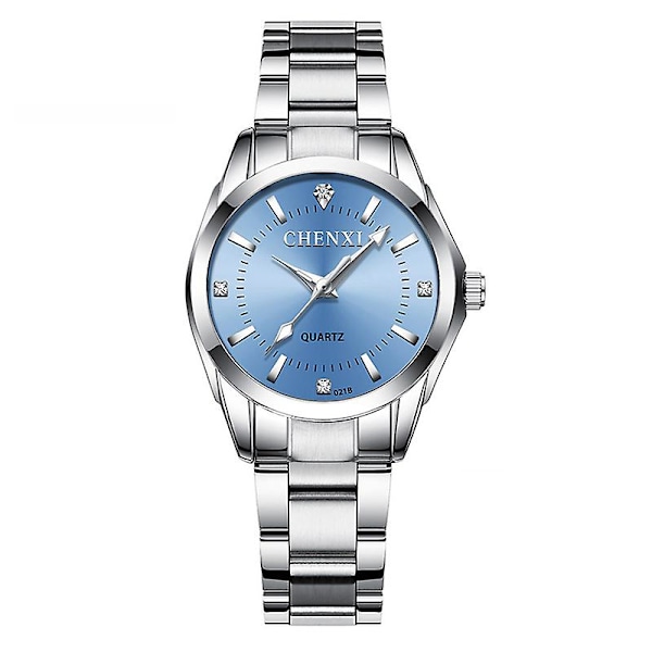 6 Färger Chenxi Märkesklocka Lyxiga Kvinnors Avslappnade Klockor Vattentät Klocka Kvinnor Mode Klänning Rhinestone Armbandsur Cx021b 021B Light Blue Dial