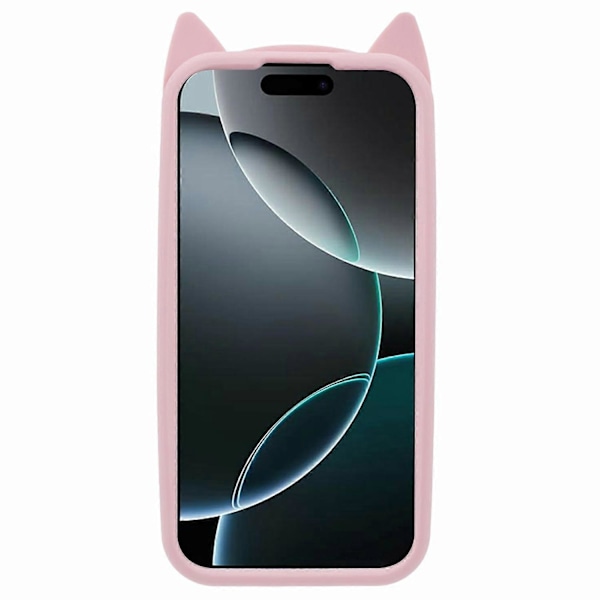 Silikonikuori iPhone 16 Pro -puhelimelle, 3D Viiksekäs Kissa Suojakuori - Pinkki Multicolor Pink
