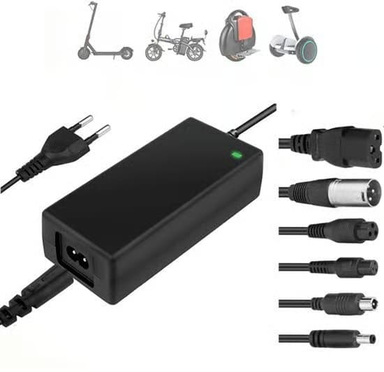 Elcykelladdare - Elcykelladdare med 6 batteriladdarkontakter - Universalladdare 36V/42V 2A - Max. 84W