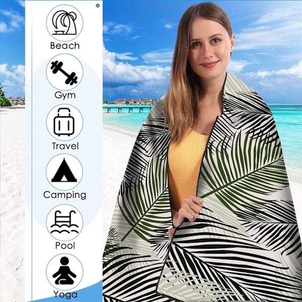 Strandhandduk, lättviktig extra stor snabb torkande handduk för simning sport strand gym