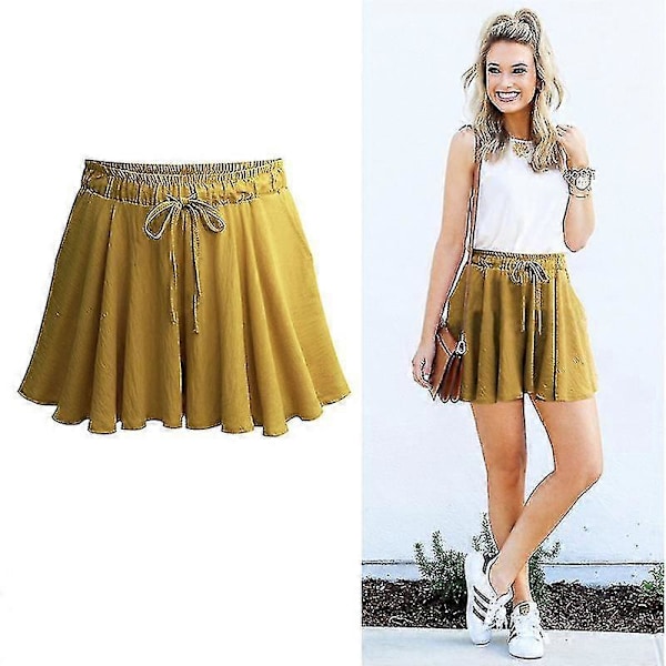 Damshorts Sommar Chiffong Casual Shorts Kvinnliga Vida Ben Elastisk Hög Midja Shorts Vida Ben Damshorts Sommar Red M
