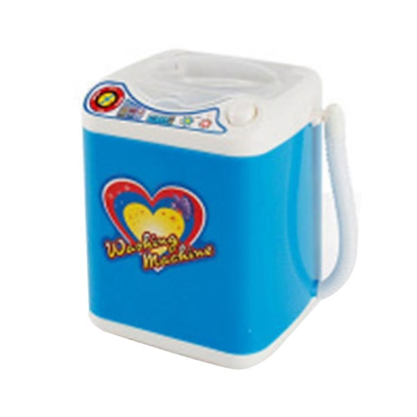 Mini Sminkekost Rensemaskin Simulering Automatisk Rengjøring Vaskemaskin for Svamp og Pudderpuff Leke Blue