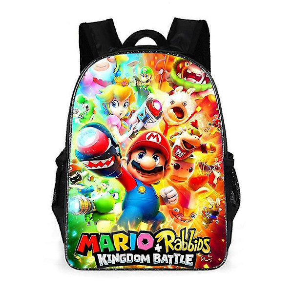 Super Mario Ryggsäck Pojkar Flickor Barn Tecknad Skolväska Bokväska Reseryggsäck Present A