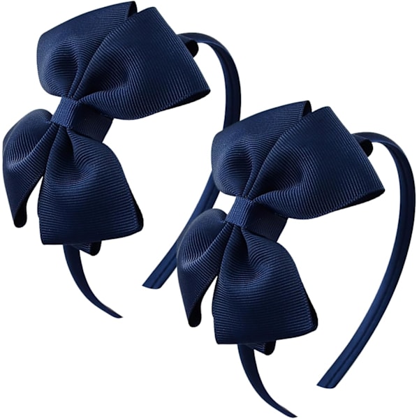 2Pcs Bow Headband for Kids, 4 Inch Ribbon Bow with Bows for Party Headwear, School, Christmas Toddler Hair Accessories