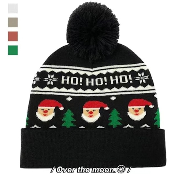 Strikket Beanie for Kvinner Menn Goth Grafisk Heklet Vinter Varmt Hette Turban Caps for Unisex Voksne Jul Ferie Kostyme, Svart