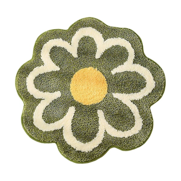 Daisy Söt Badrumsmatta Blattformad Tvättbar Badrumsmatta Halkfri Absorberande Badrumsmatta Mjuk Fluffig Barnrum Blommmatta För Golv 40 cm Green