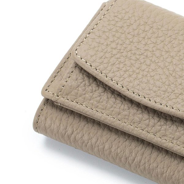 Premium-lompakot naisille - Pieni kolminkertainen luottokorttipidike nahkaisella taittuvalla kolikkotaskulla Gray