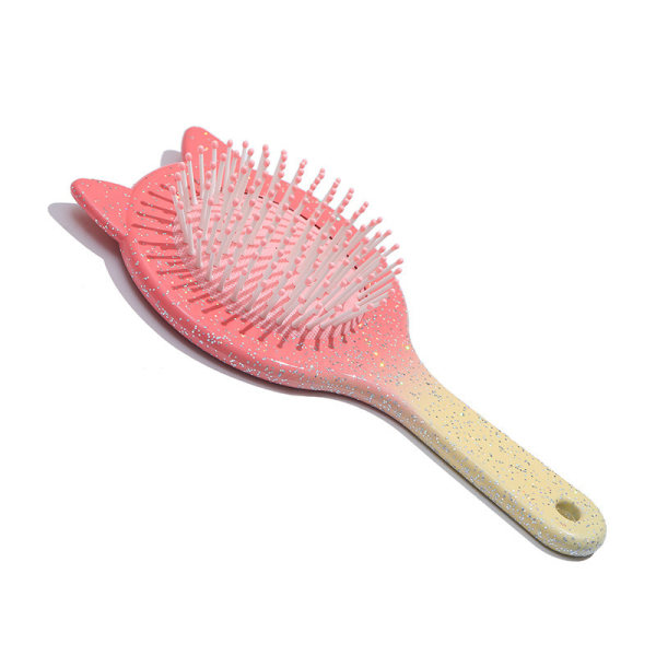 Pink color Cat ear style large airbag comb electro-gold plated side