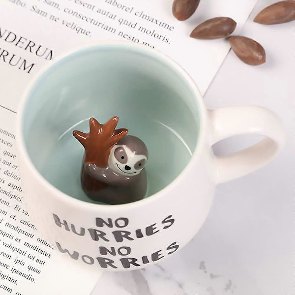 3D Dyr Dovendyr Kaffe Kops, 12oz Sjove Tegneserie Håndlavet Figur Mælkete Kops, Julegave Fødselsdag Gaver til Venner Børn Piger Kone Bedsteforældre Tante (Dovendyr
